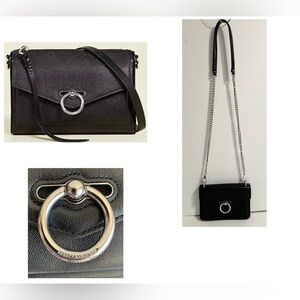 Rebecca Minkoff Black Pebbled Cowhide Crossbody Bag Fashionable Classic Travel